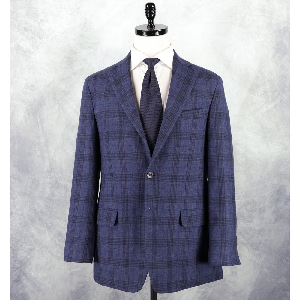 Jos. A. Bank 1905 Wool Sport Coat 40R Blue Brown Plaid Tailored Fit Blazer